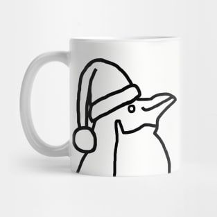 Minimal Line Drawing of a Christmas Penguin in Santa Hat Mug